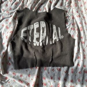 Gray Sleeveless Top with 'Eternal' Print